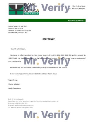 Download Uganda Bank of Africa Bank Reference Letter Templates | Editable Word