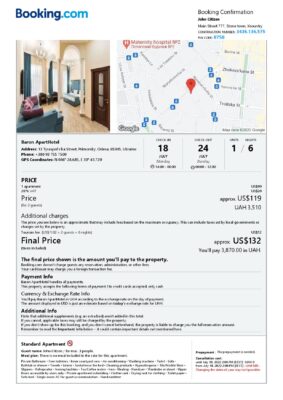 Customizable Ukraine Airbnb Reservation Template | Word & PDF Formats