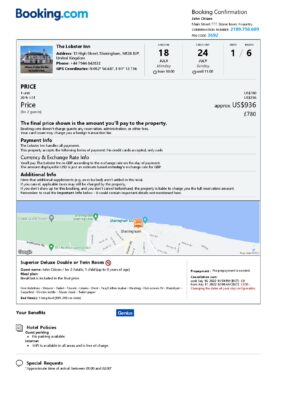 Customizable United Kingdom Airbnb Reservation Template | Word & PDF Formats
