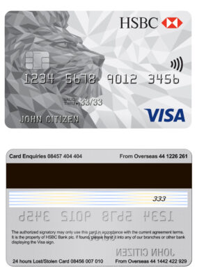 Fillable United Kingdom HSBC visa classic card Templates