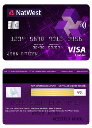England Editable Templates 1 Fillable United Kingdom NatWest bank visa classic card Templates | Layer-Based PSD