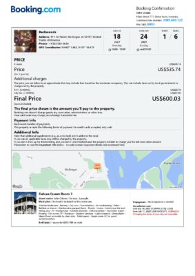 Customizable United States of America Airbnb Reservation Template | Word & PDF Formats