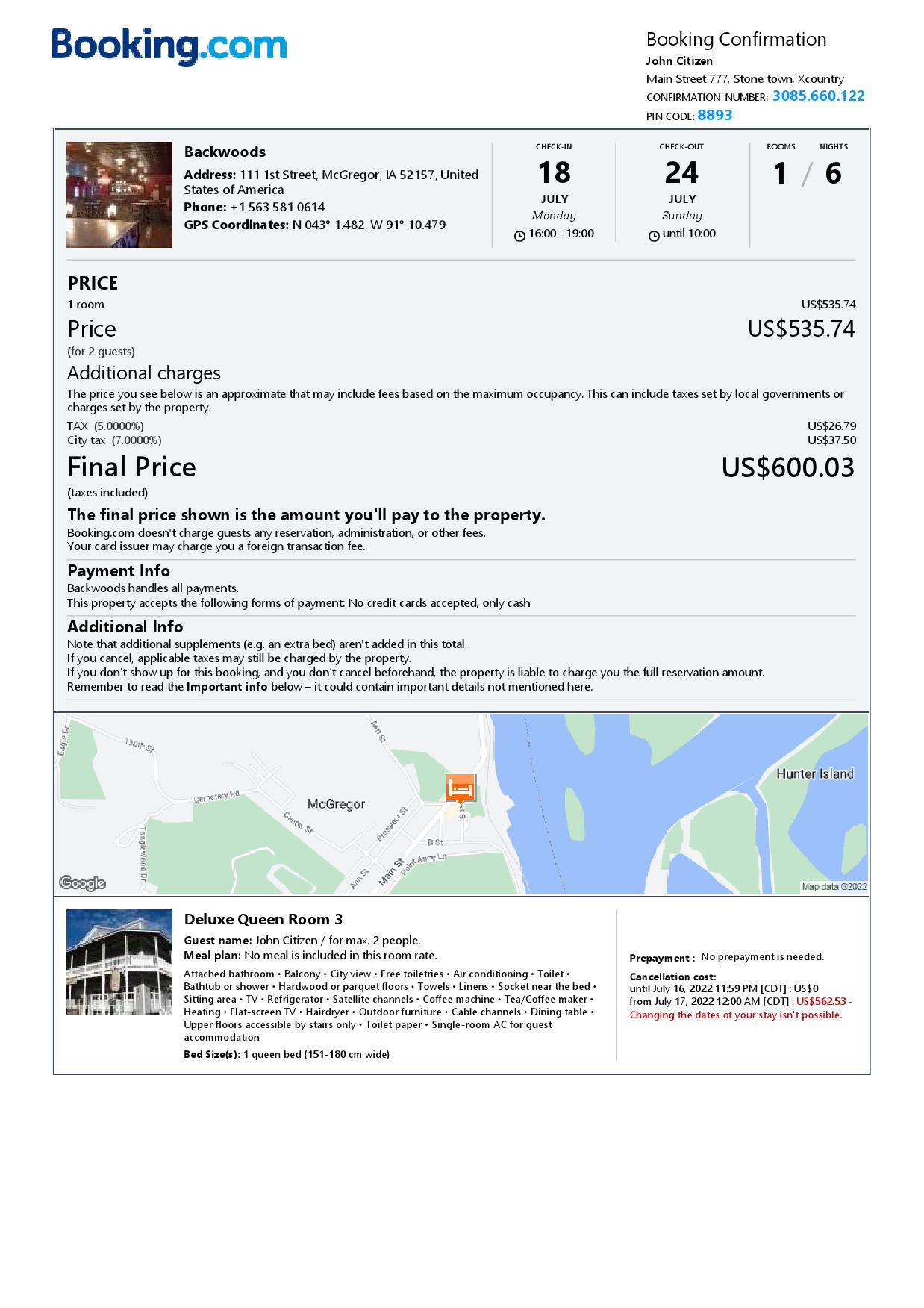 Customizable United States of America Airbnb Reservation Template | Word & PDF Formats