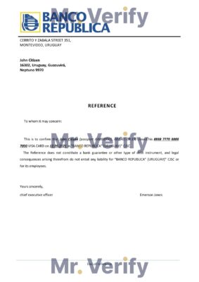 Download Uruguay Banco República Bank Reference Letter Templates | Editable Word