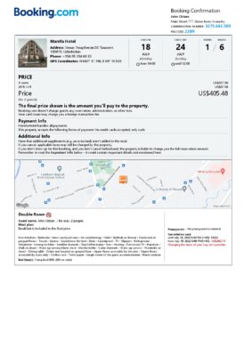 Customizable Uzbekistan Airbnb Reservation Template | Word & PDF Formats