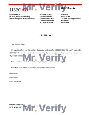 Download Vietnam HSBC Bank Reference Letter Templates | Editable Word