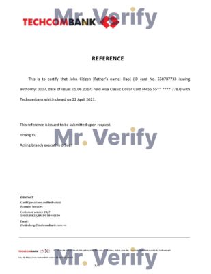 Download Vietnam Techcombank Bank Reference Letter Templates | Editable Word