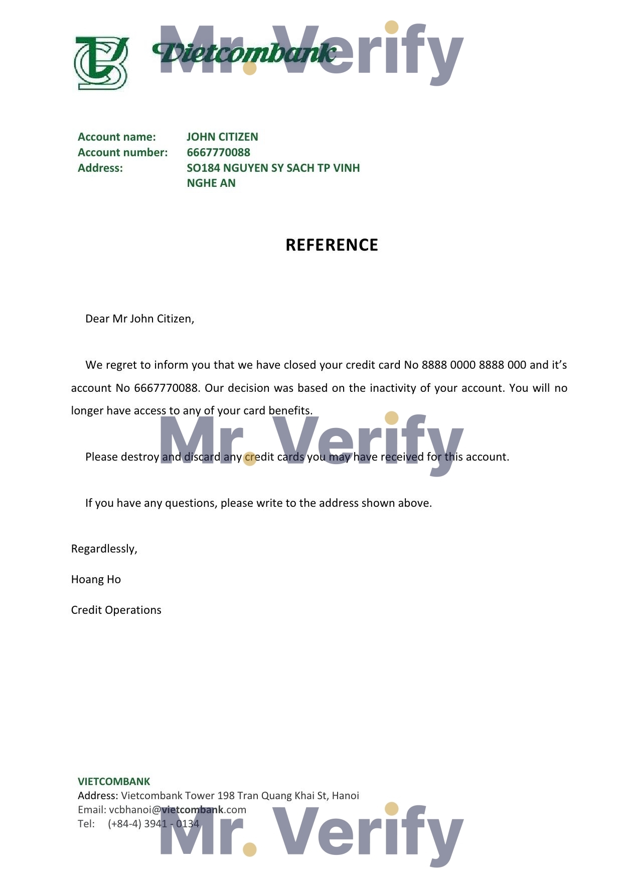 Download Vietnam Vietcombank Bank Reference Letter Templates | Editable Word