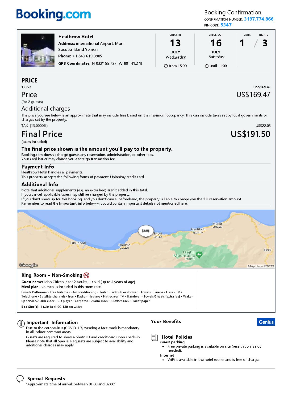 Customizable Yemen Airbnb Reservation Template | Word & PDF Formats (Copy)