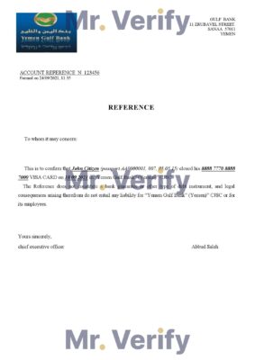 Download Yemen Gulf Bank Reference Letter Templates | Editable Word