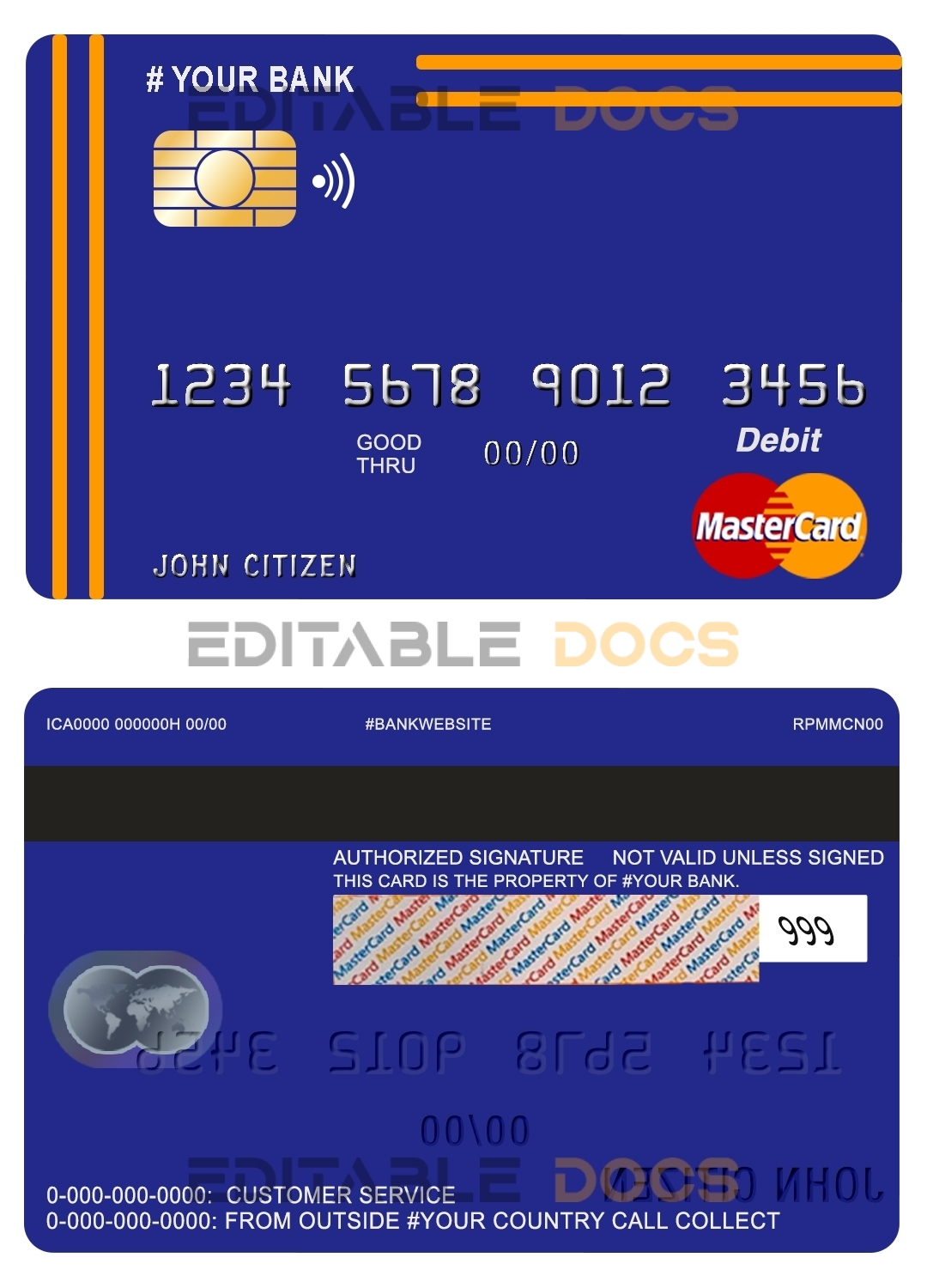 Fillable yellowdo universal multipurpose bank mastercard debit credit card Templates | Layer-Based PSD