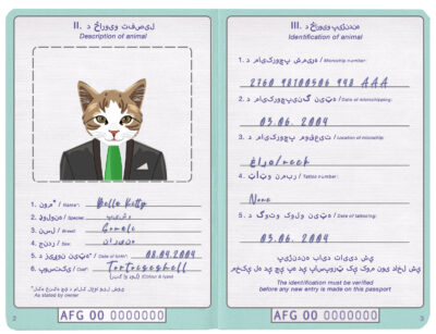Afghanistan cat Fake PSD Passport | Instant Download