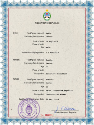 Antigua and Barbuda birth certificate PSD template, completely editable