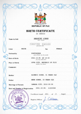 Authentic Fiji Birth Certificate Template Customize and Download Online
