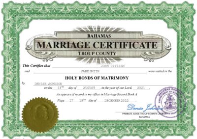 Bahamas Marriage Certificate | Editable PDF Templates