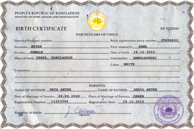 Authentic Bangladesh Birth Certificate Template | Customize and Download Online