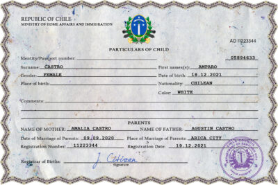 Authentic Chile Birth Certificate Template | Customize and Download Online