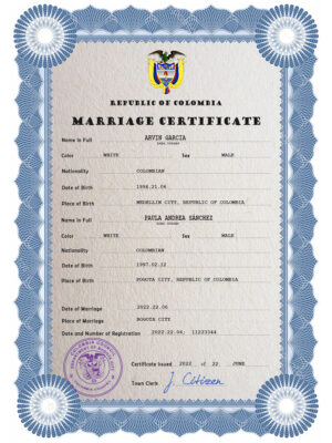 Colombia Marriage Certificate | Editable PSD Templates