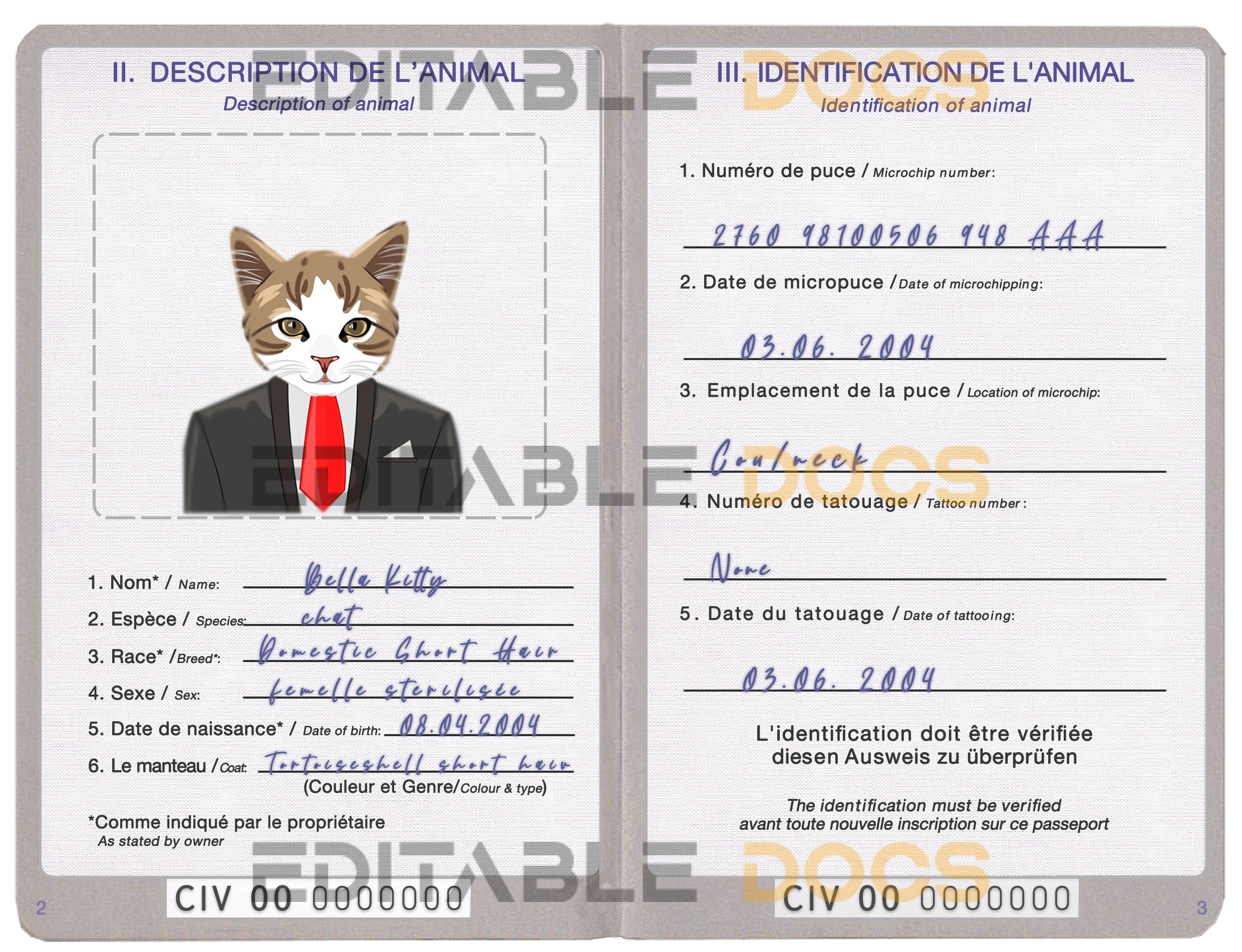 Côte d’Ivoire cat Fake PSD Passport | Instant Download