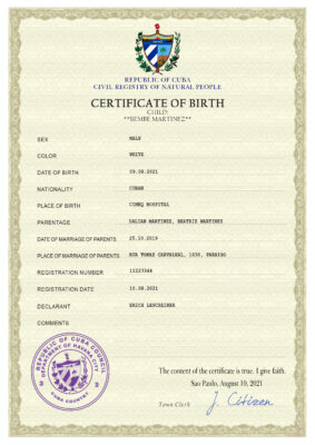 Authentic Cuba Birth Certificate Template | Customize and Download Online
