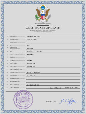 Customizable Dynamic Vital Record Universal Death Certificate PSD Templates