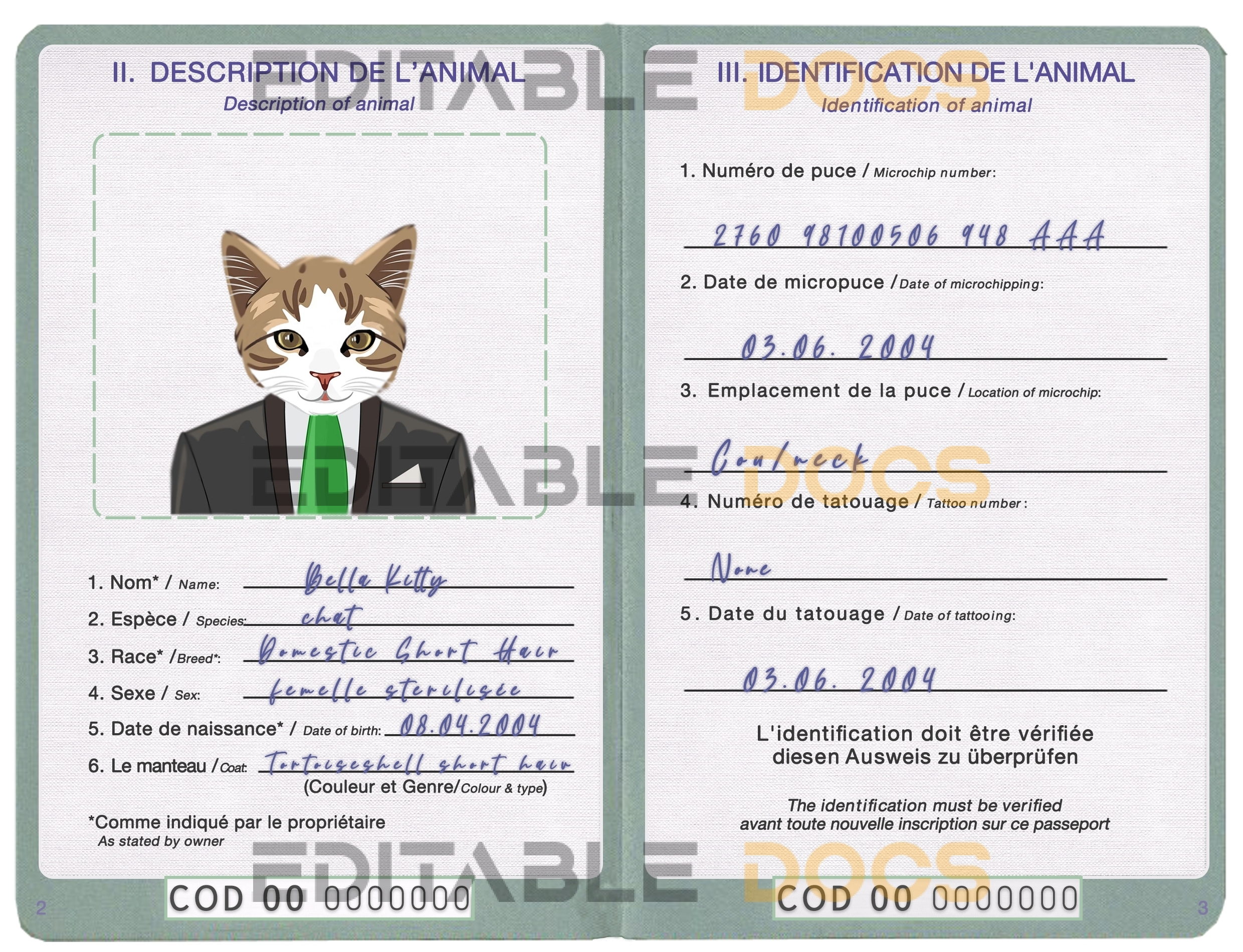 Democratic Republic of the Congo cat Fake PSD Passport | Instant Download