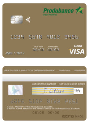 Editable Ecuador Produbanco visa debit card Templates