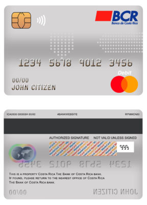 Editable Costa Rica The Bank of Costa Rica bank mastercard debit card Templates