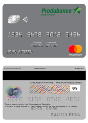 Editable Ecuador Produbanco mastercard Templates