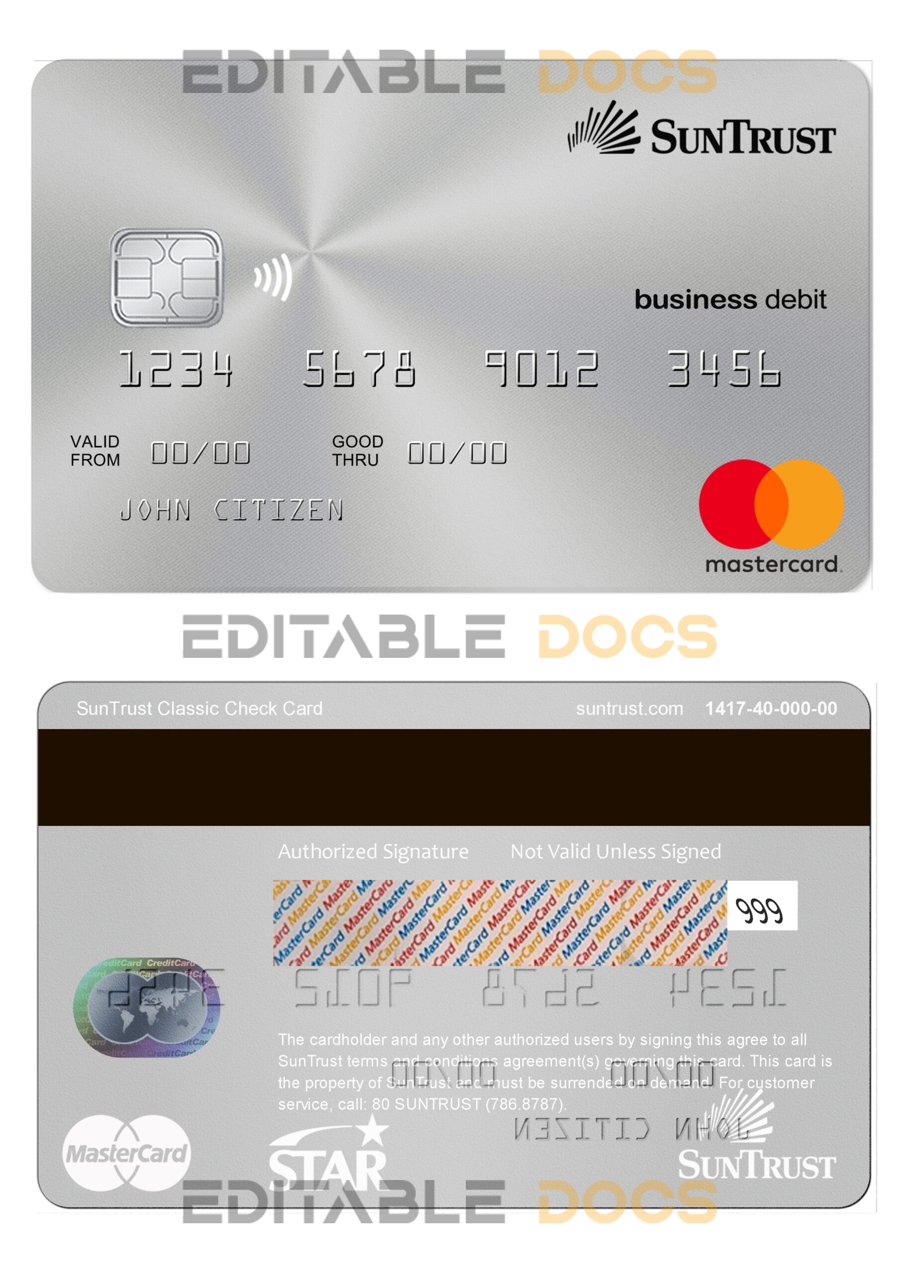Editable USA SunTrust MasterCard Templates in PSD Format