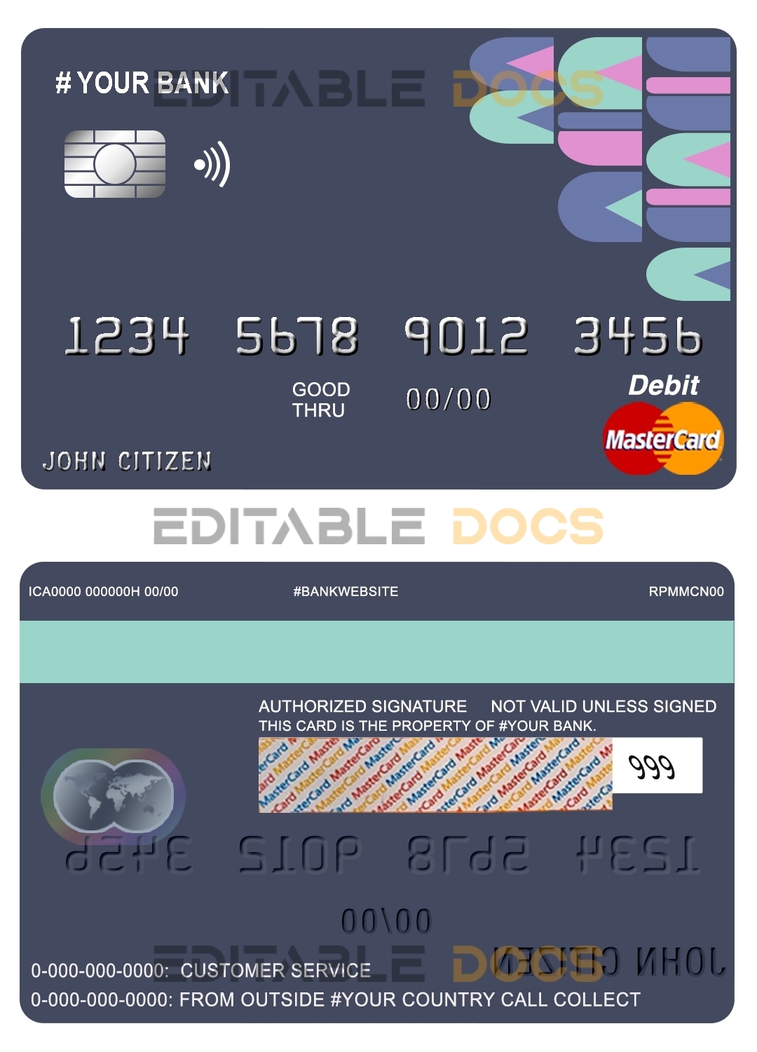 Editable abstractsio universal multipurpose bank mastercard debit credit card Templates in PSD Format
