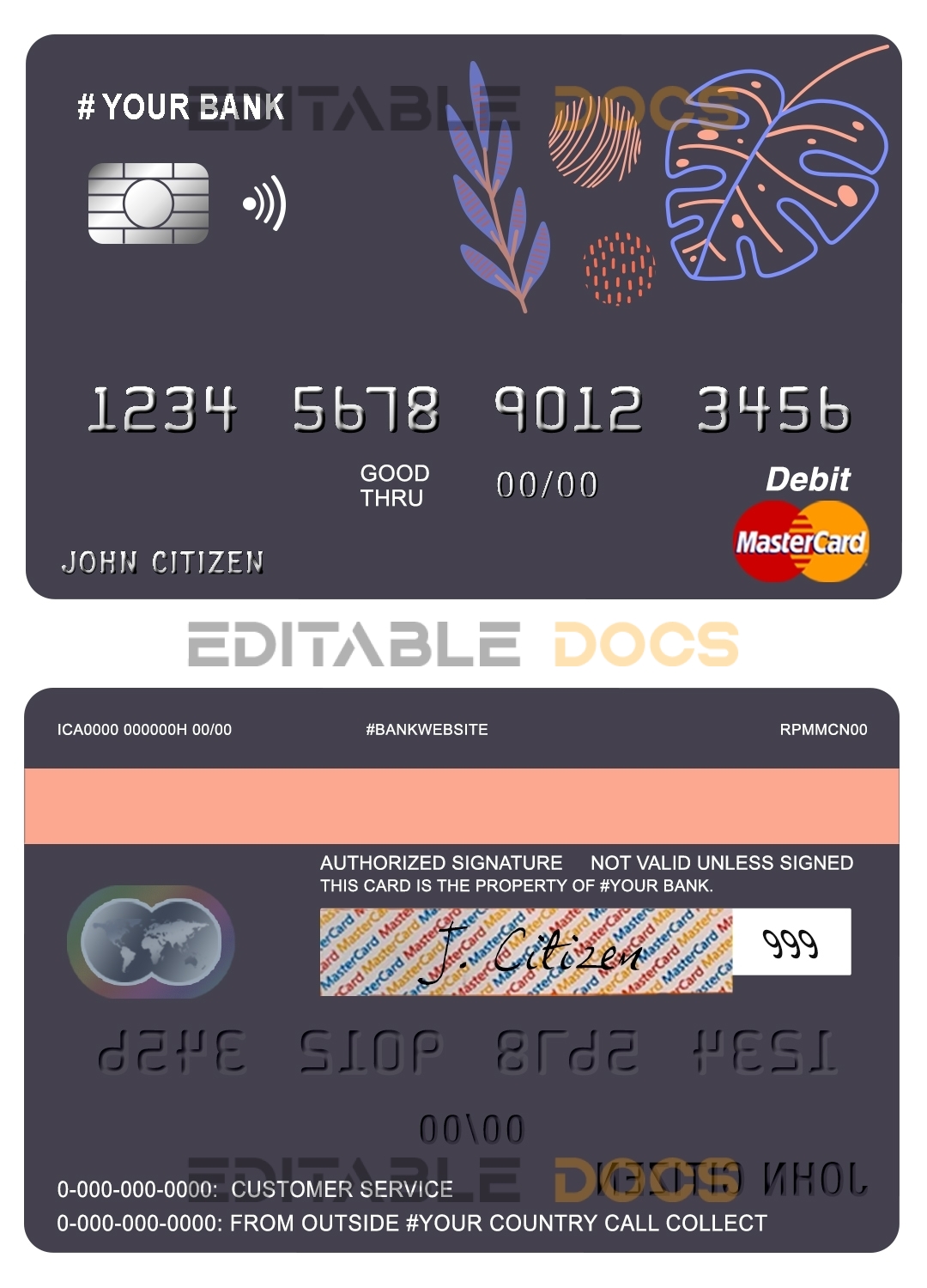 Editable amaze creative universal multipurpose bank mastercard debit credit card Templates in PSD Format