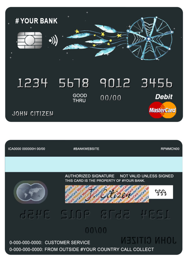 Editable awesome dreamcatcher universal multipurpose bank mastercard debit credit card Templates