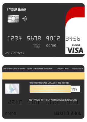 Editable blackistic universal visa card Templates