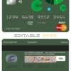 Editable budget green universal multipurpose bank mastercard debit credit card Templates in PSD Format