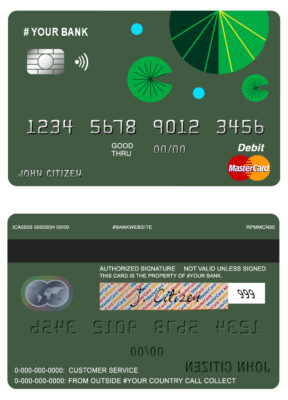 Editable budget green universal multipurpose bank mastercard debit credit card Templates