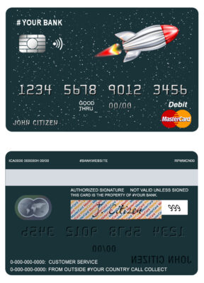 Editable direct rocket universal multipurpose bank mastercard debit credit card Templates