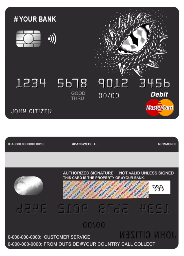 Editable dragonella universal multipurpose bank mastercard debit credit card Templates