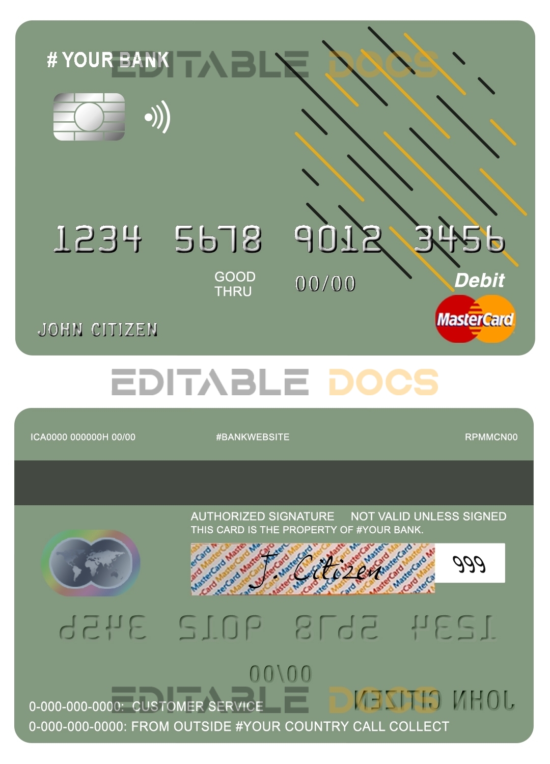 Editable energy line universal multipurpose bank mastercard debit credit card Templates in PSD Format