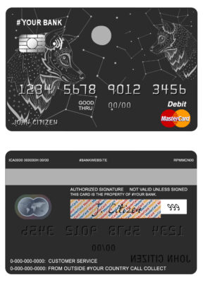 Editable galaxy wolf universal multipurpose bank mastercard debit credit card Templates