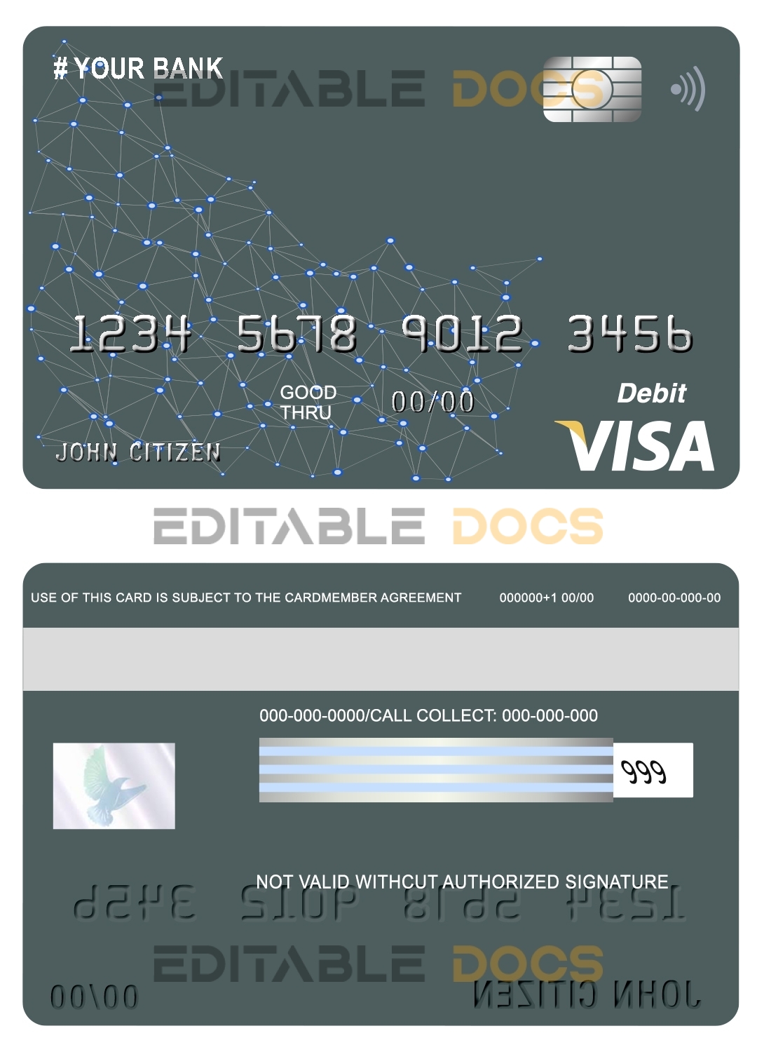 Editable geometrex universal visa card Templates in PSD Format