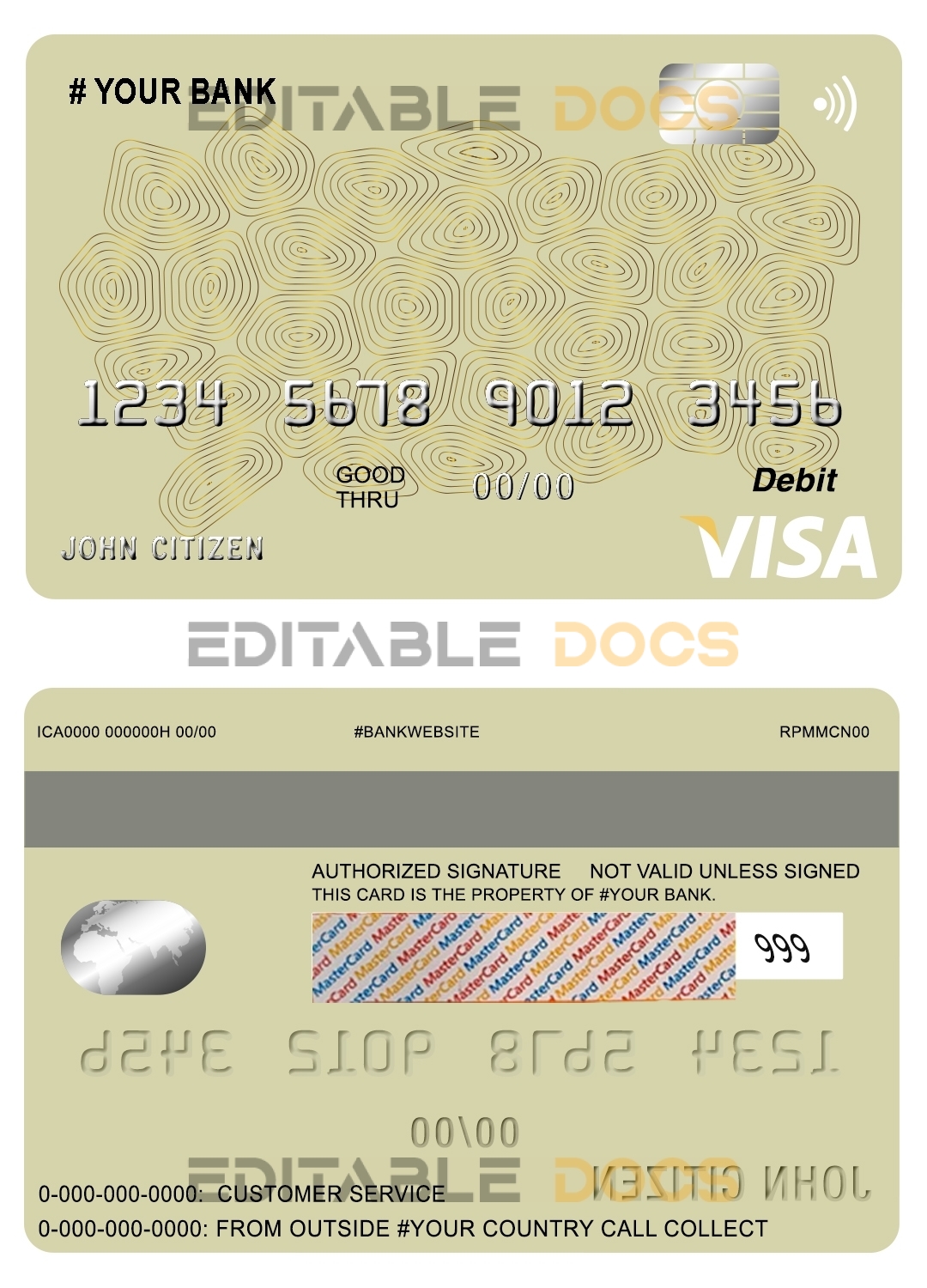 Editable geometric vibrance universal visa card Templates in PSD Format