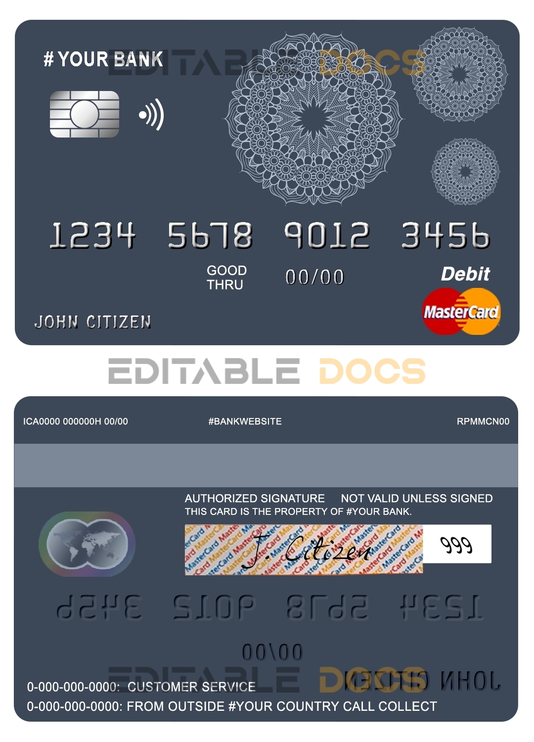 Editable mandala dream universal multipurpose bank mastercard debit credit card Templates in PSD Format