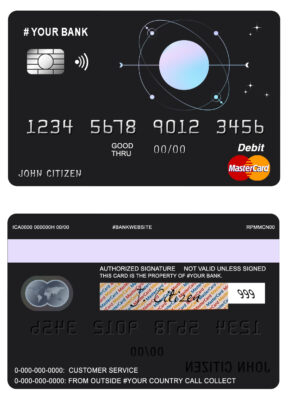 Editable one space universal multipurpose bank mastercard debit credit card