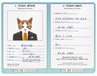 Ethiopia cat Fake PSD Passport | Instant Download