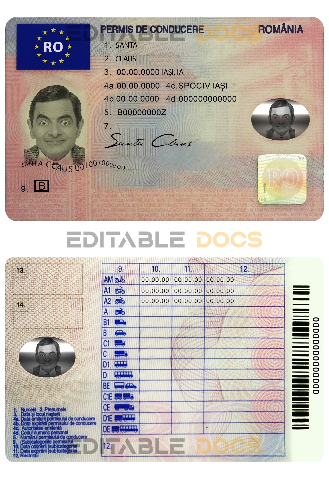 Fake Romania Driver License Template | PSD Layer-Based (version 1)