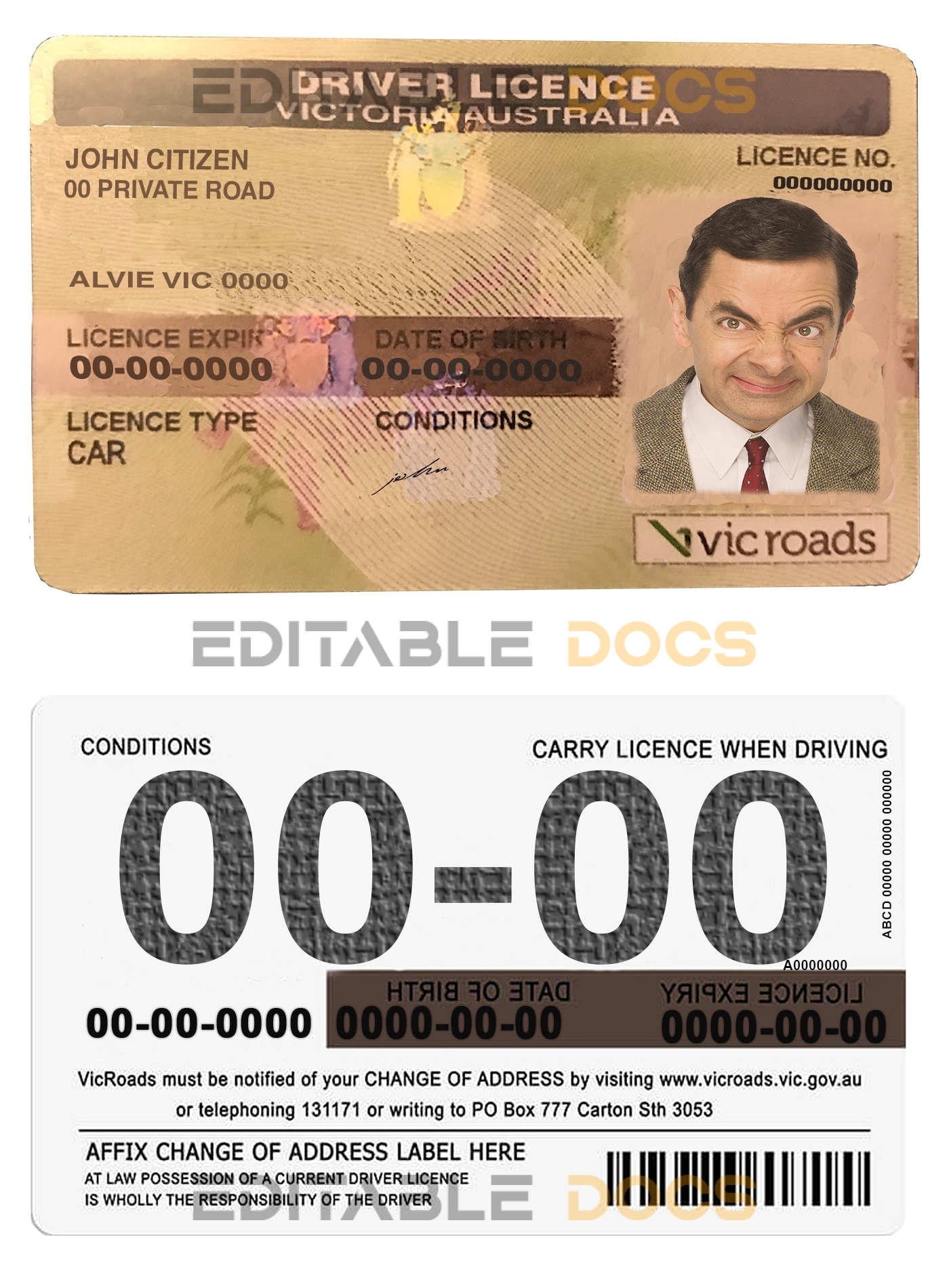 Fake australia victoria state Driver License Template | PSD Layer-Based (version 2)