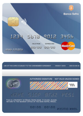 Fillable Brazil Safra bank mastercard Templates
