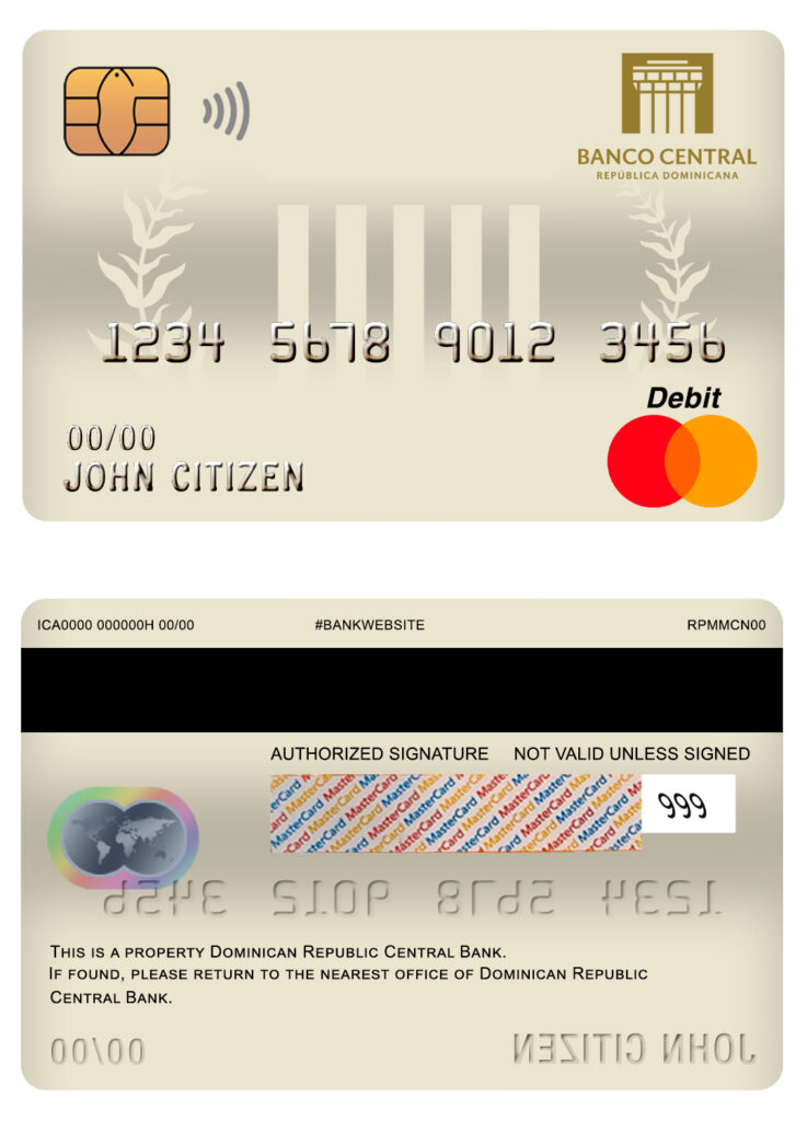 Fillable Dominican Republic Central bank Of the Dominican Republic mastercard debit card Templates