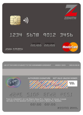 Fillable Nigeria Zenith Bank Plc mastercard Templates